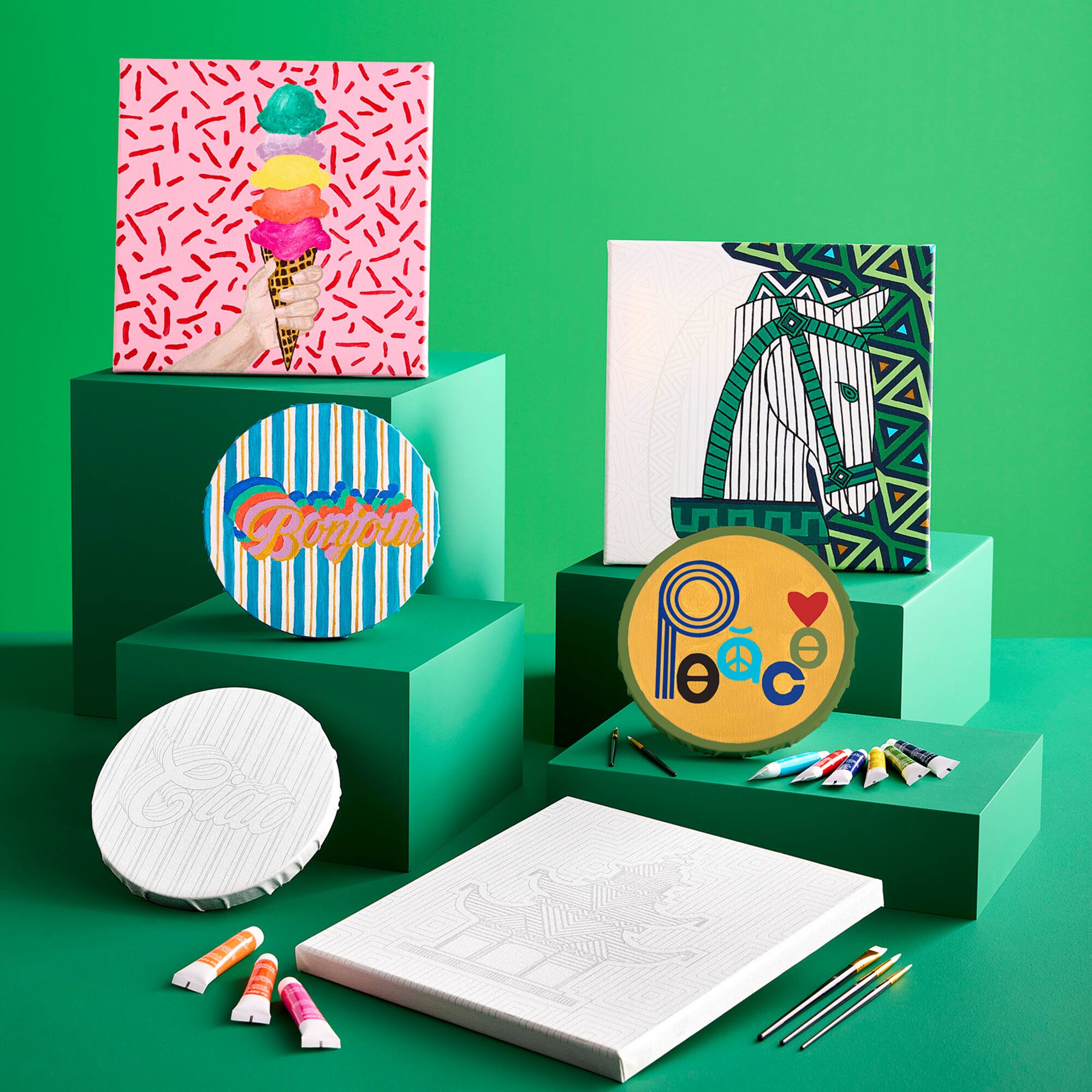 Jonathan Adler x Michaels 7" Round Bonjour Canvas Painting Kit